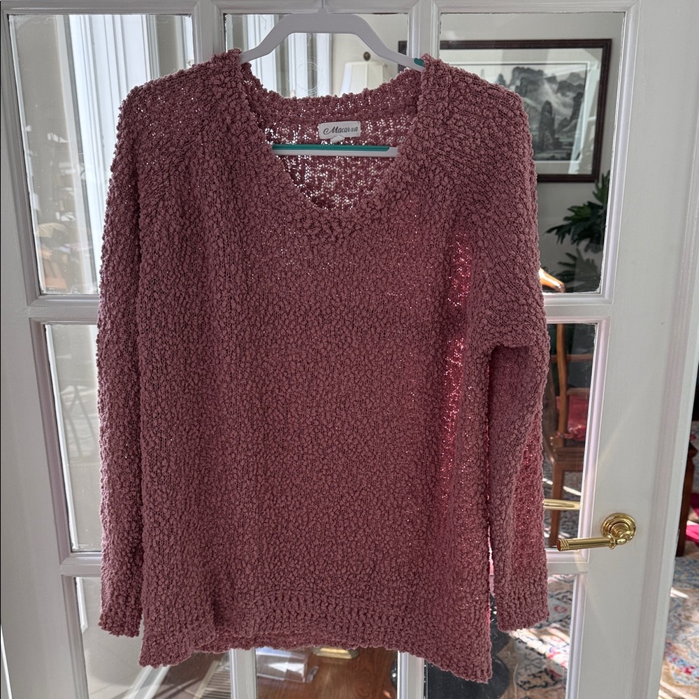 MACARON Dusty Pink V-Neck Sweater
